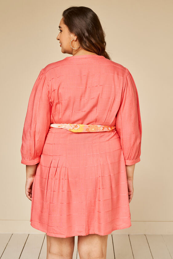 Coral Solid Straight Dress, Coral, image 6